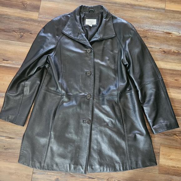 Worthington Classic Black Leather Jacket - Picture 1 of 6